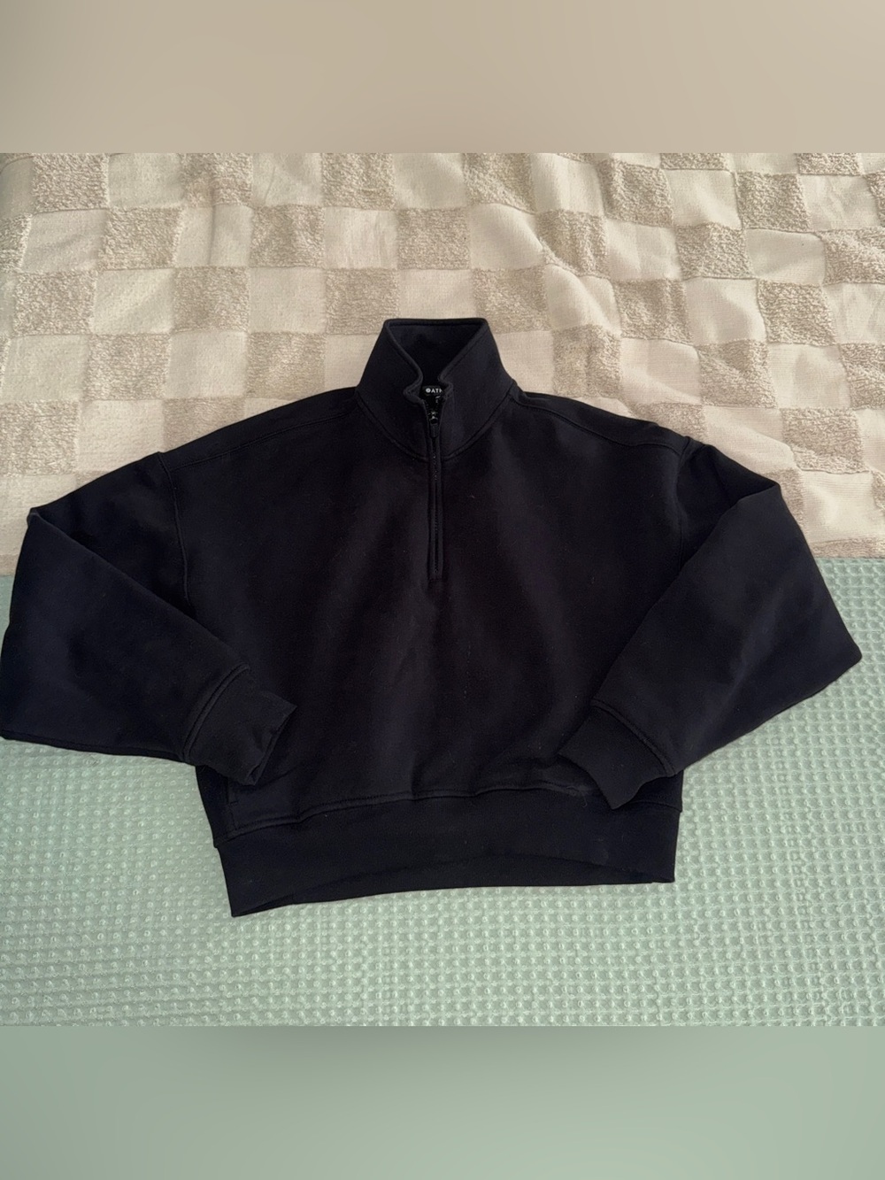 Athleta Seasoft Quarter Zip Sweatshirt Black Pullover Small - Picture 1 of 5